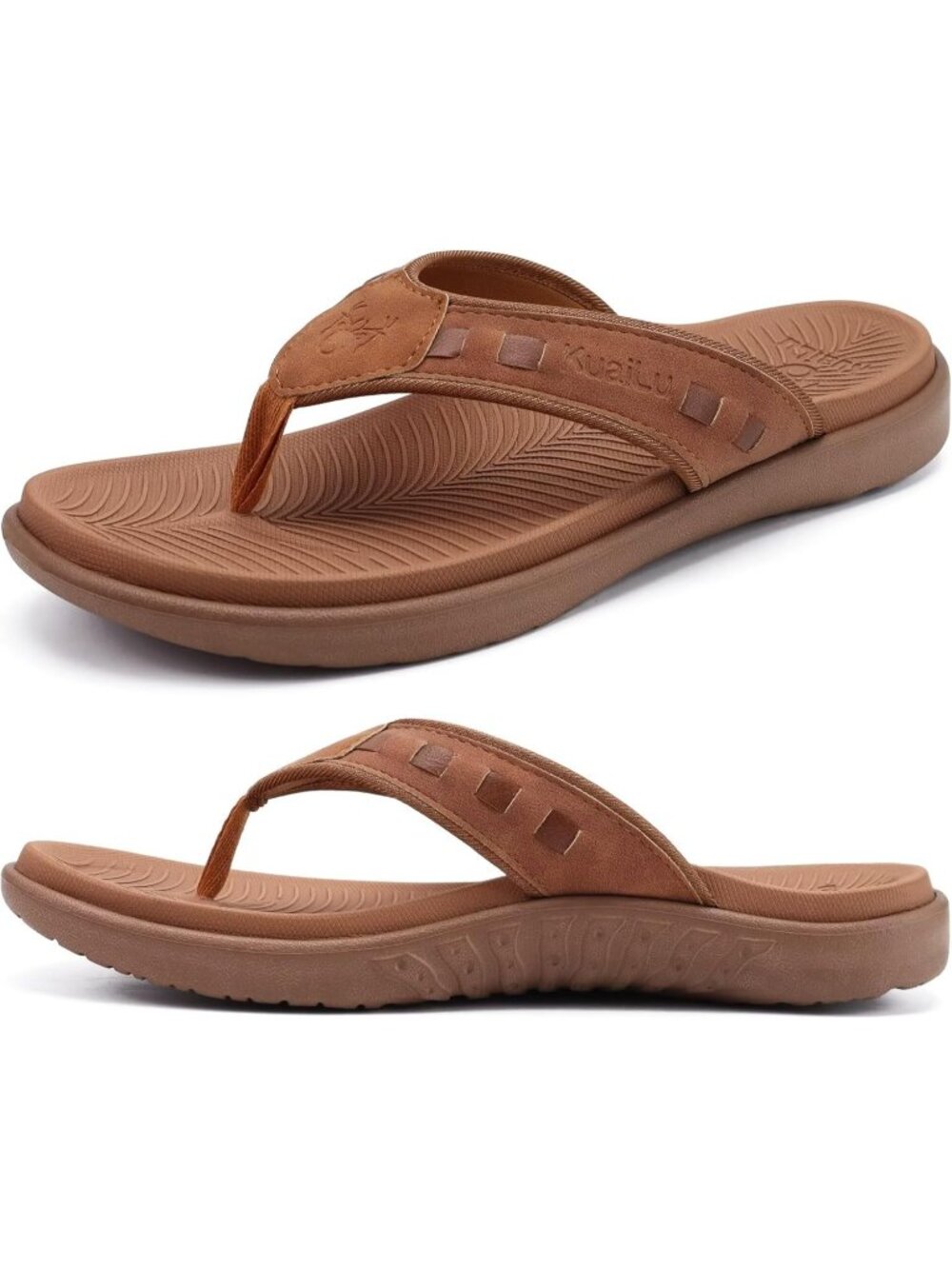 Men's Brown Sport Flip Flops Comfort Orthotic Thong Sandals Arch Support